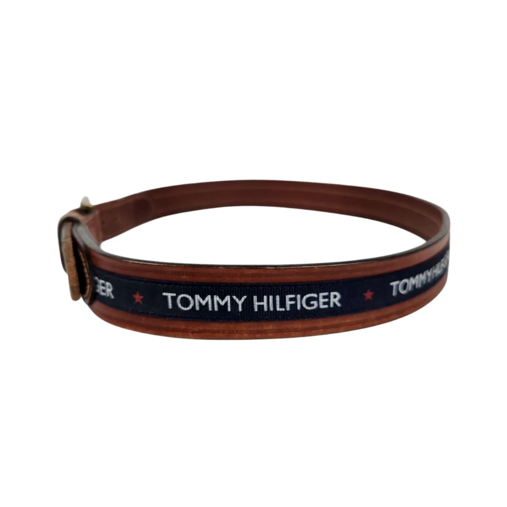 Tommy Hilfiger American Vintage Brown Leather Logo Belt 213210 Mens Size 34